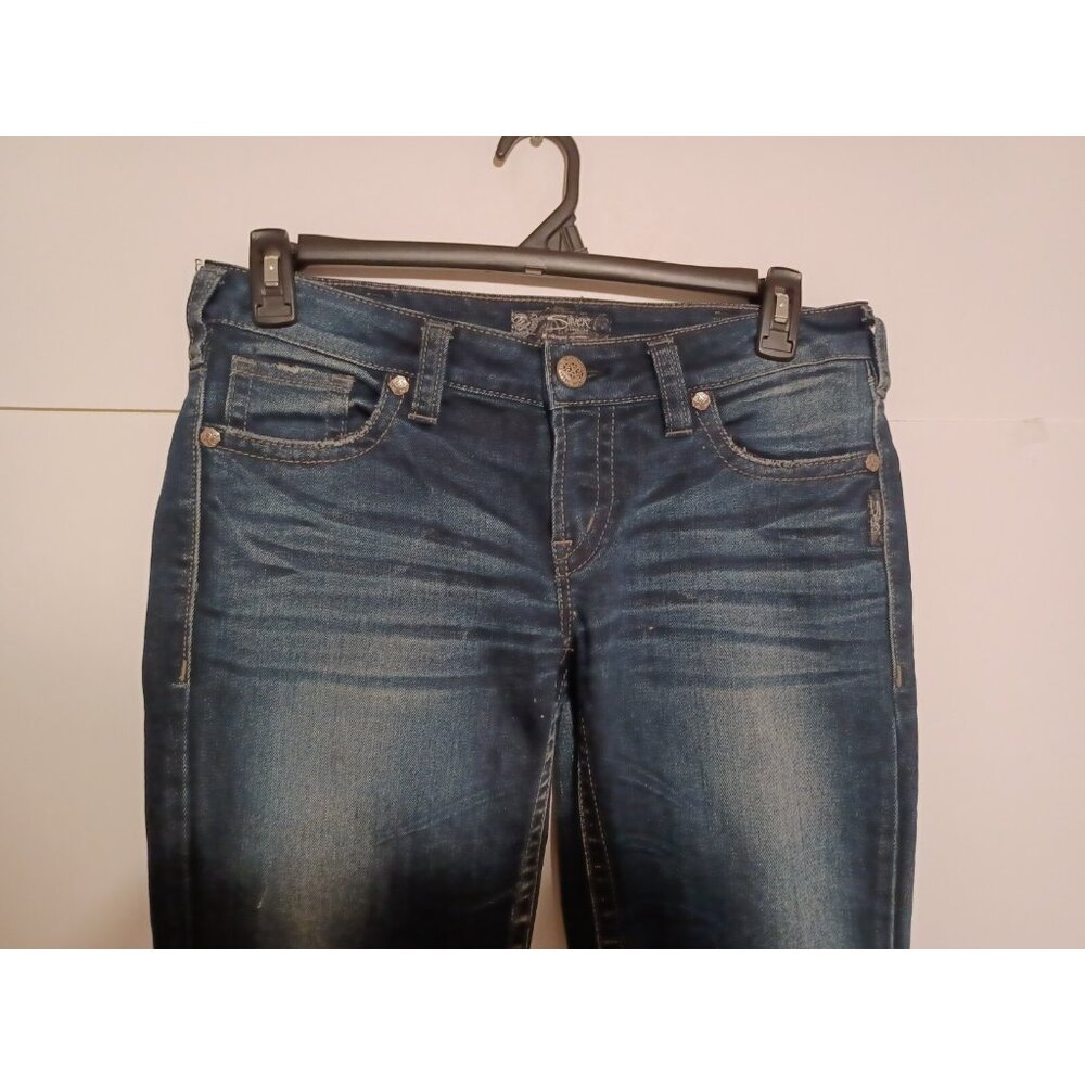 Silver Jeans Aiko Women’s Size Tag reads 30x33 Measures 34x34 Blue Distressed - Picture 2 of 8
